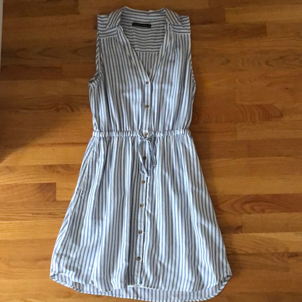Button front striped dress